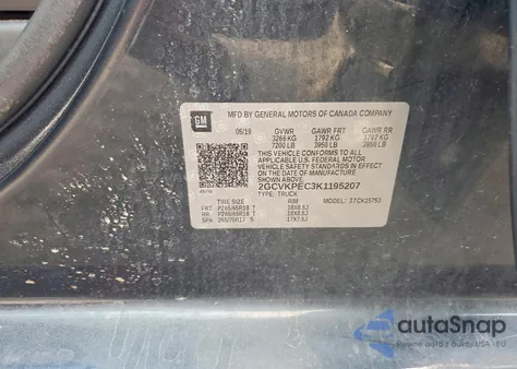 2019 Chevrolet Silverado Ld K1500 Lt из США, поврежденный, VIN 2GCVKPEC3K1195207